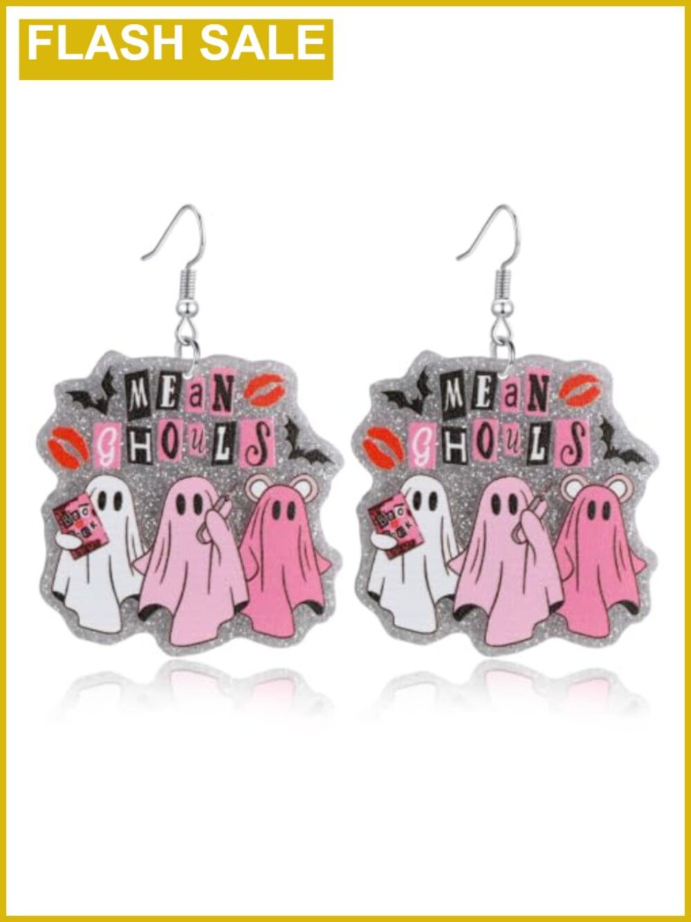 Ghost Dangle Earrings Acrylic Stainless Steel Push Back Halloween